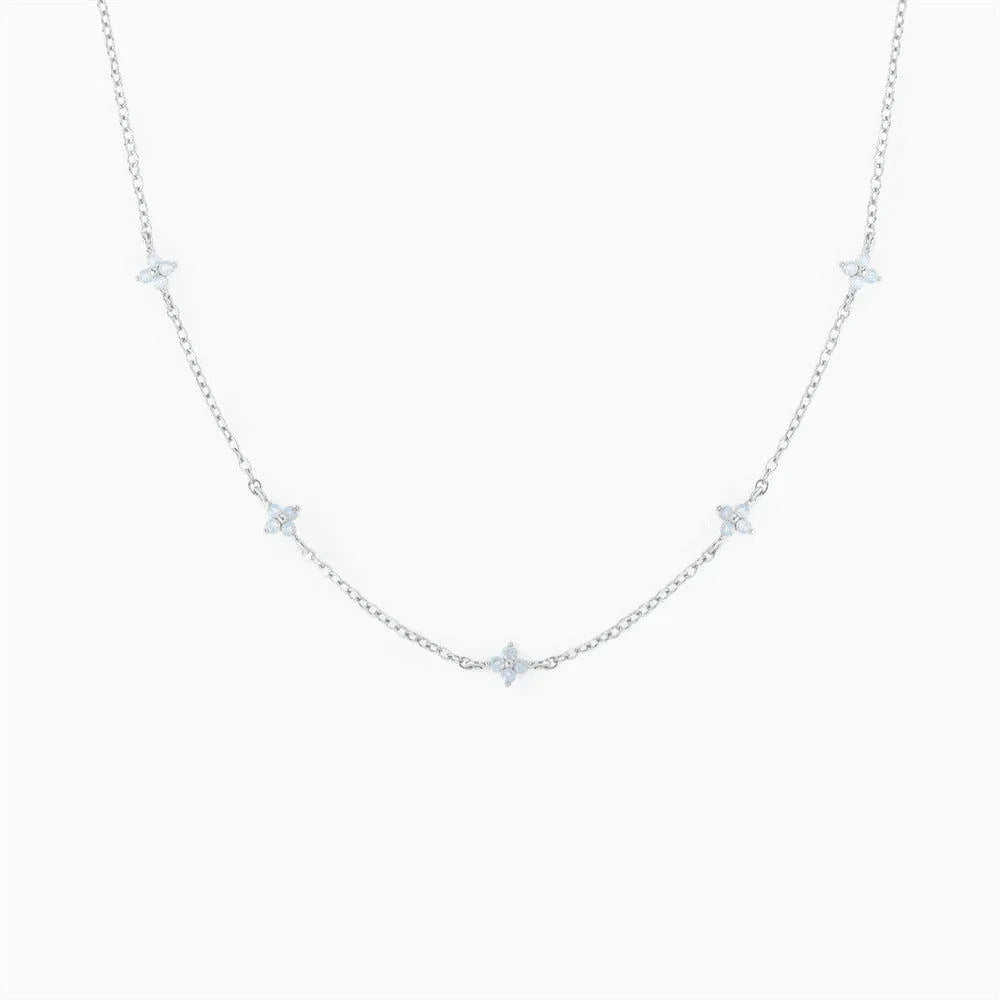 Blue Flower Pendant Necklace, 18K Gold Plated