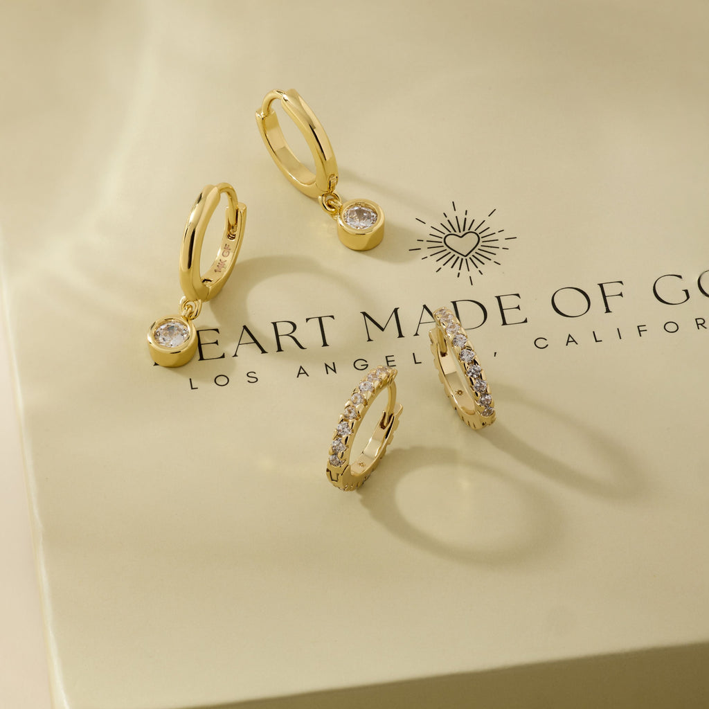 Gold Huggie Hoop Earring Set
