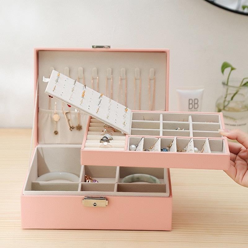 Double-Layer Leather Jewelry Box