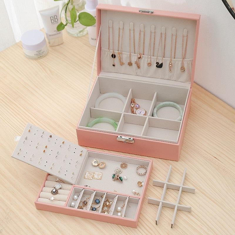 Double-Layer Leather Jewelry Box
