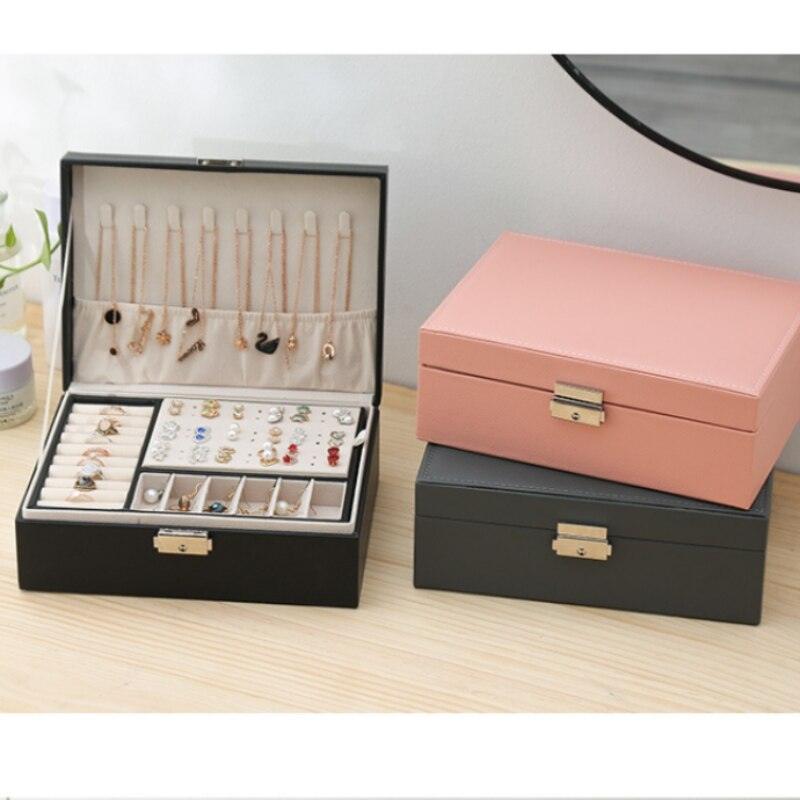 Double-Layer Leather Jewelry Box