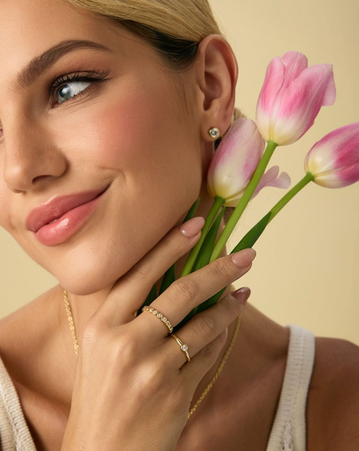 Gold-Filled CZ Bezel Stud Earrings