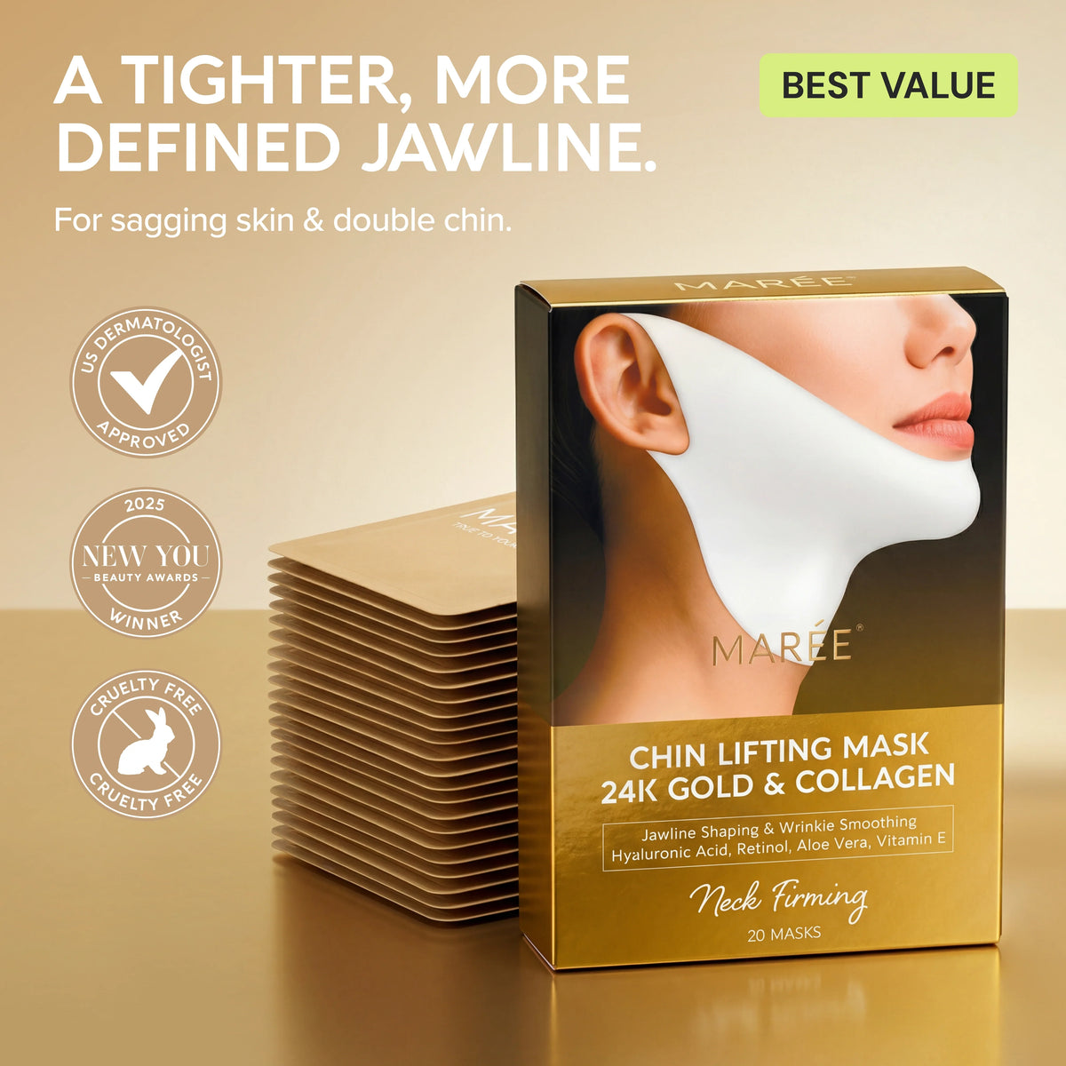 24K Gold V-Line Lifting Mask, 20 Count