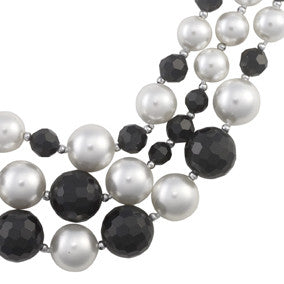Black Crystal & White Pearl Necklace