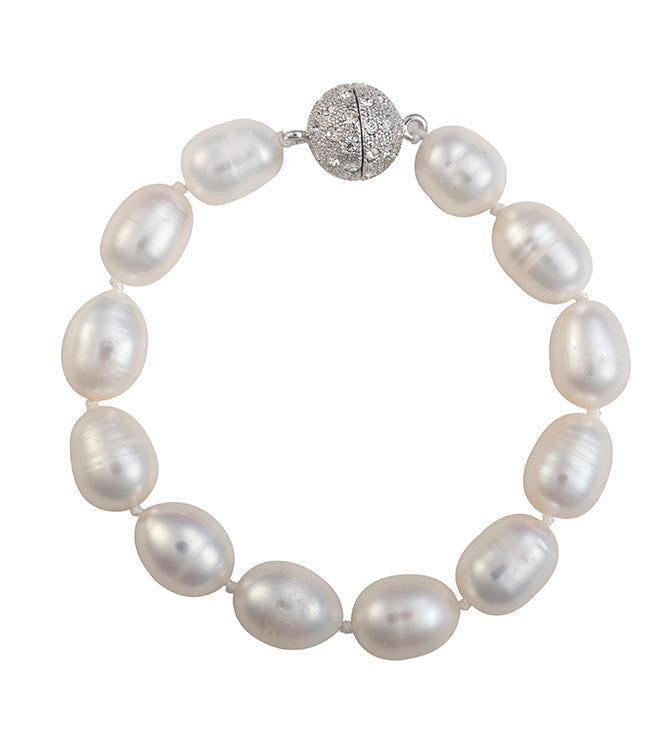 Baroque Pearl Bracelet with Crystal Clasp