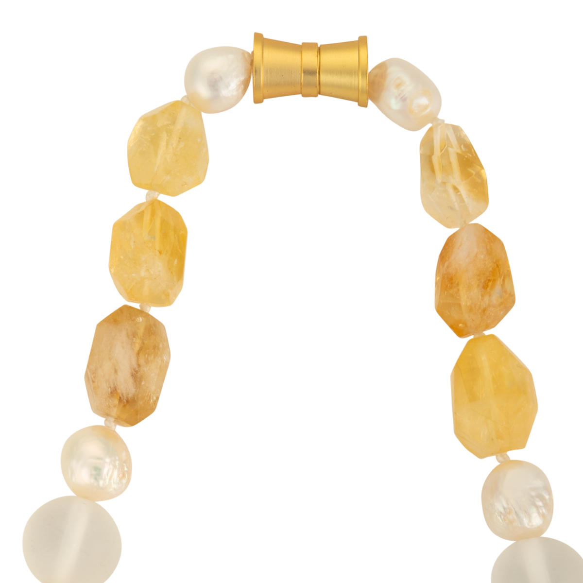 Citrine, Frosted Glass & Edison Pearl Necklace