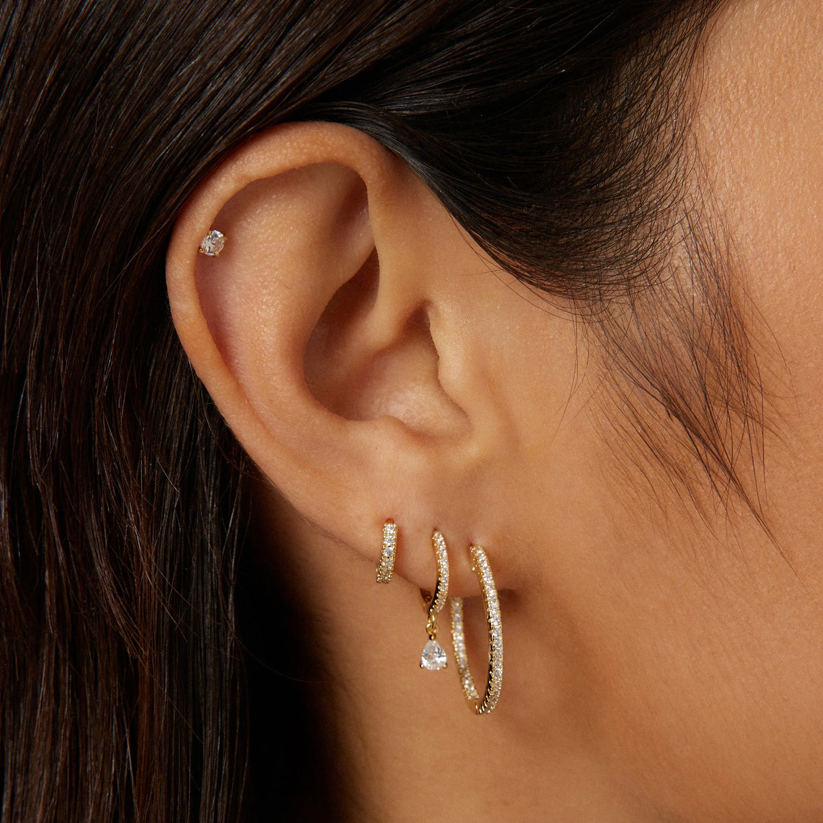 Pear Drop Hoop Earring Set