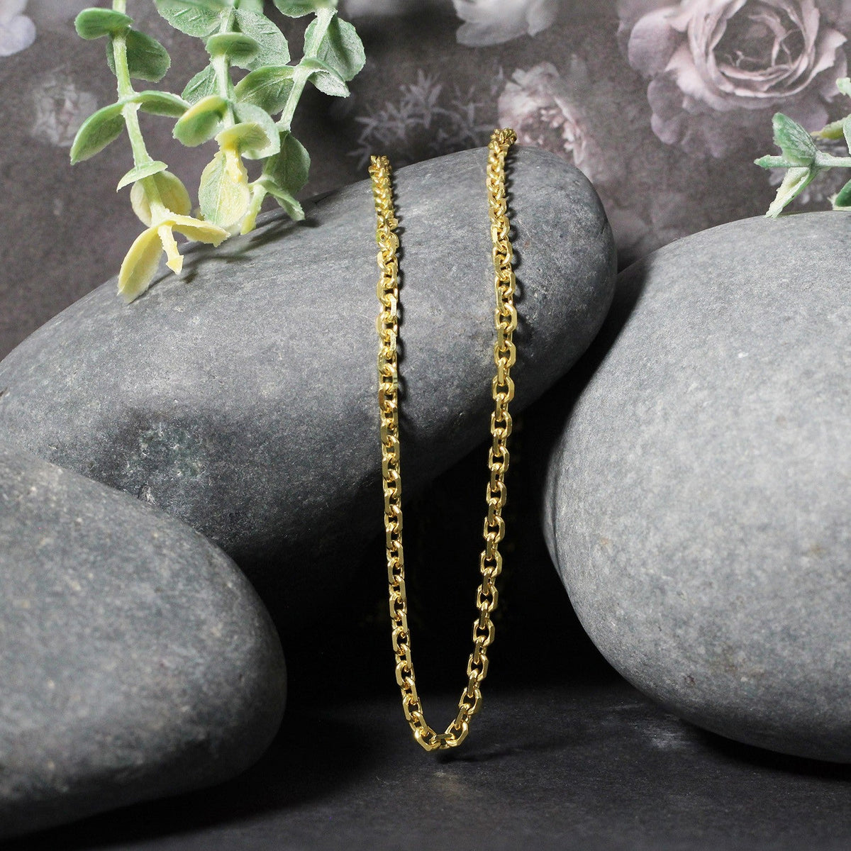 14K Yellow Gold Diamond-Cut Cable Chain, 3.0 mm