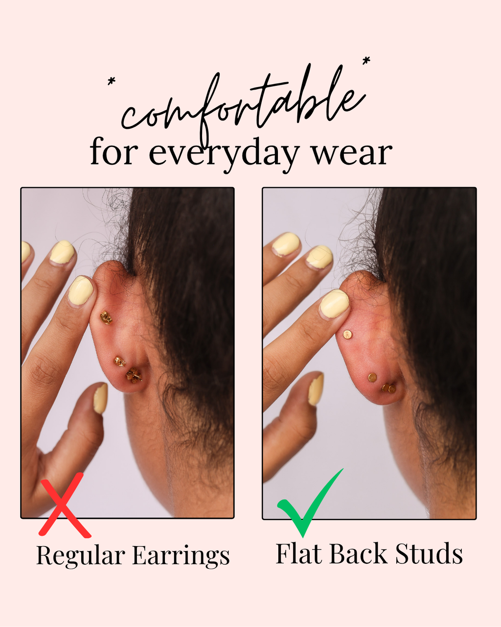 Cross Flat Back Stud Earring