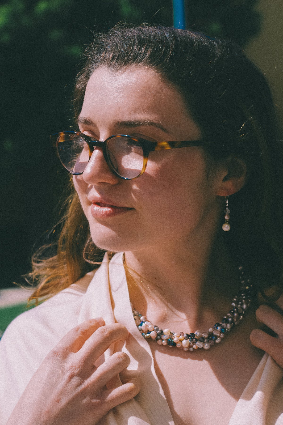 Crystal & Tibetan Bead Pearl Necklace