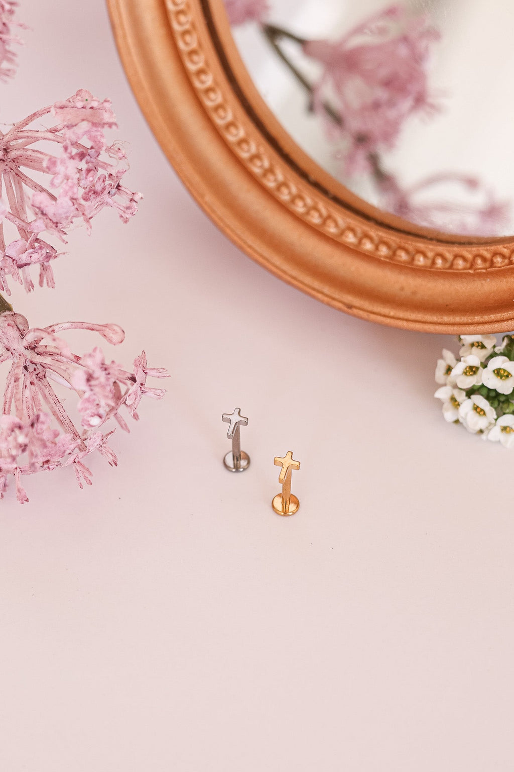 Cross Flat Back Stud Earring