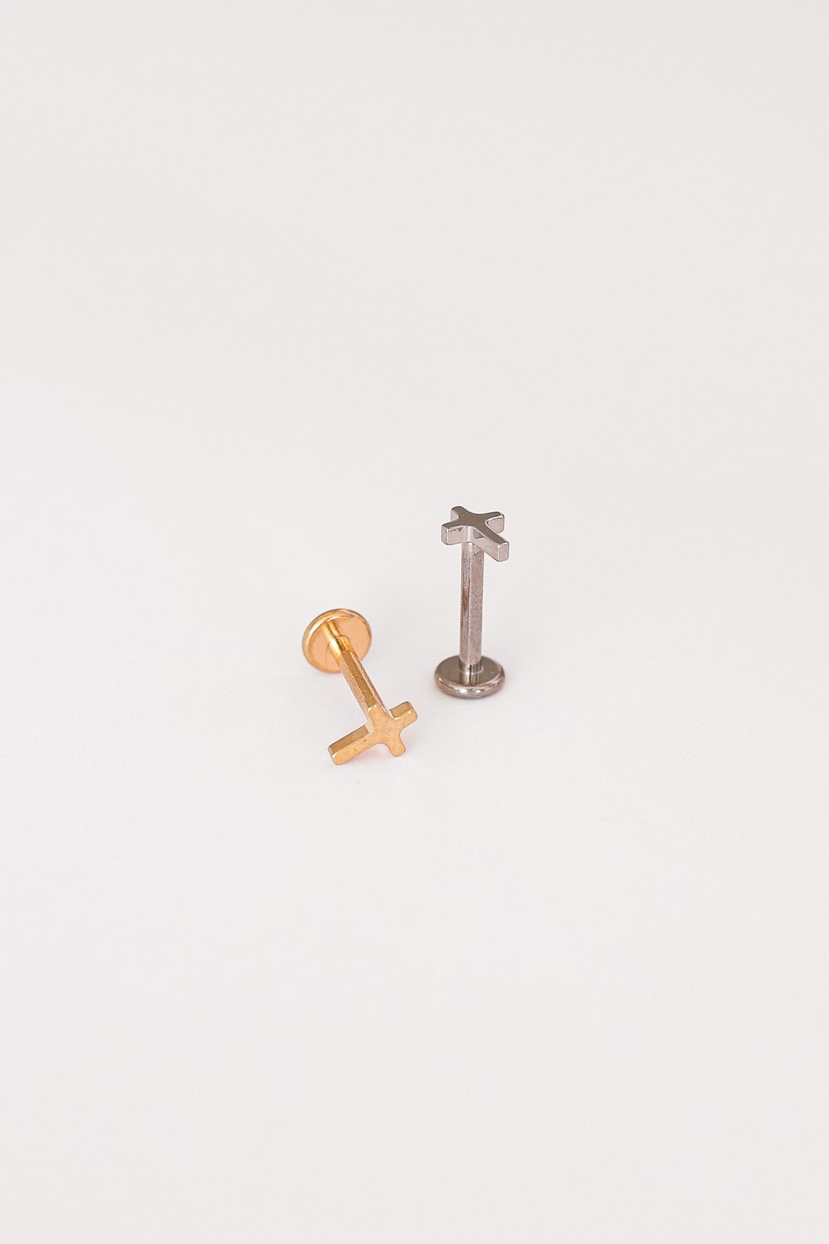 Cross Flat Back Stud Earring