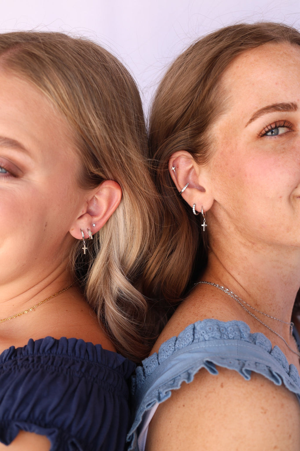 Dainty Cross Hoop Earrings