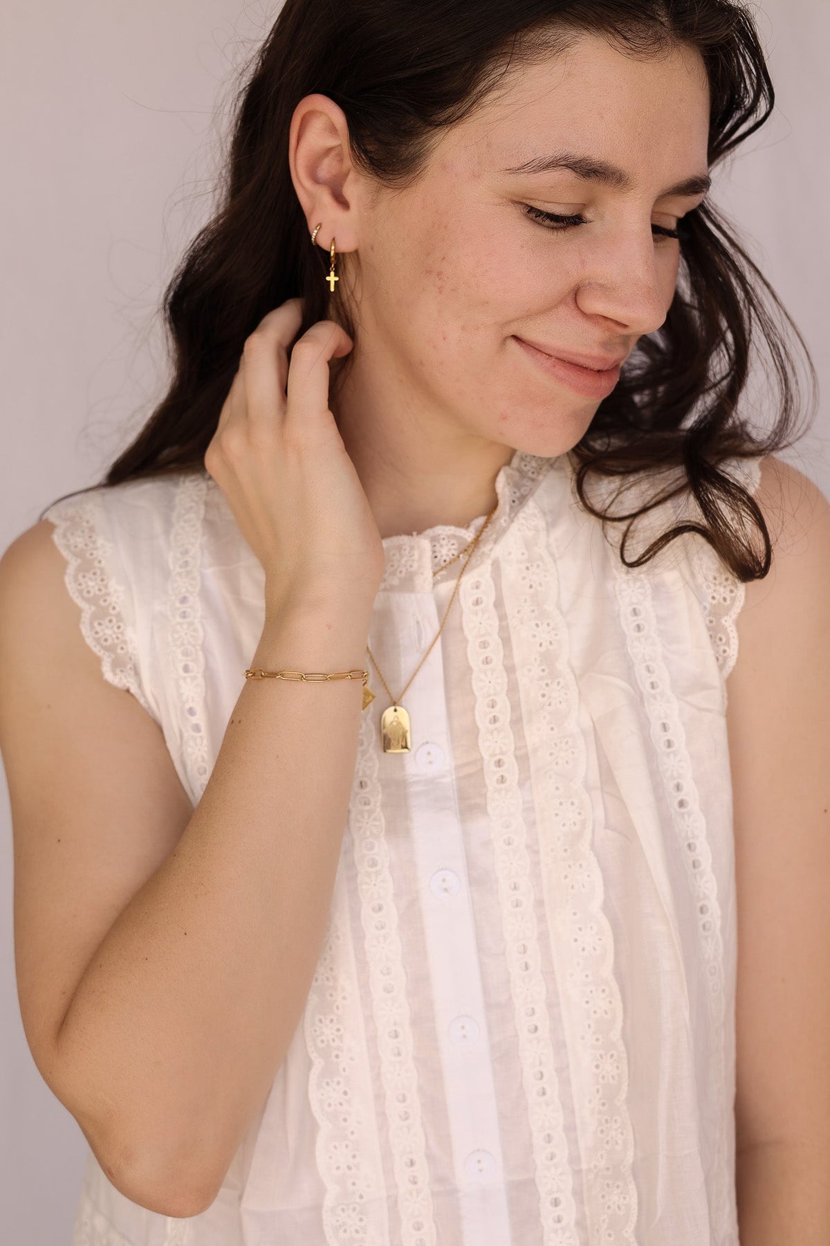 Dainty Cross Hoop Earrings