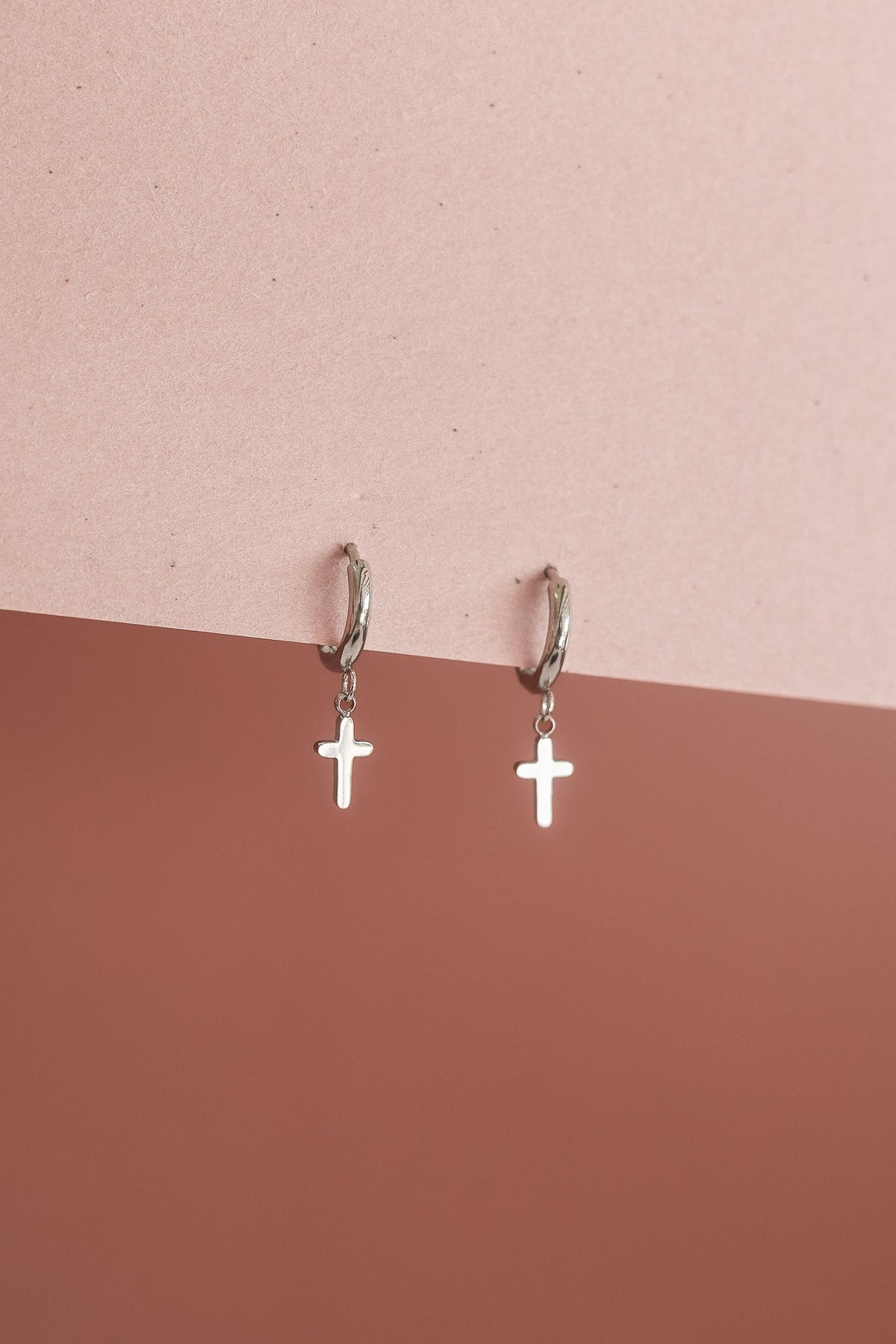 Dainty Cross Hoop Earrings