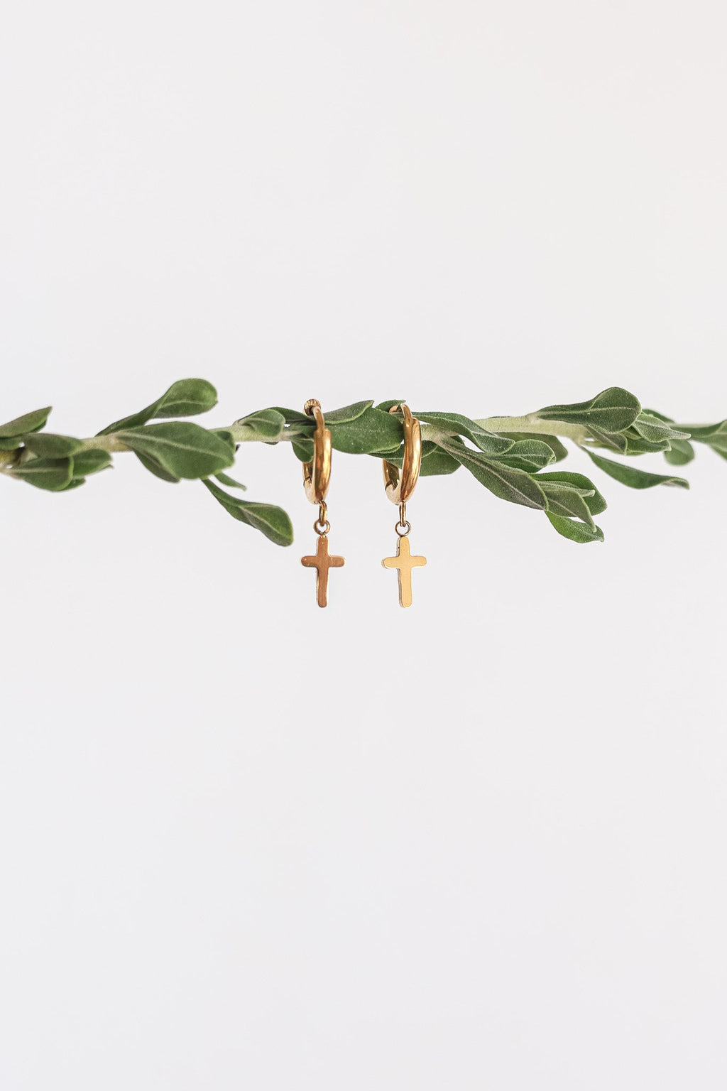 Dainty Cross Hoop Earrings