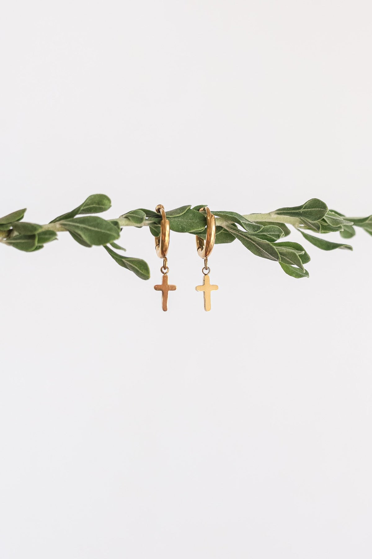 Dainty Cross Hoop Earrings