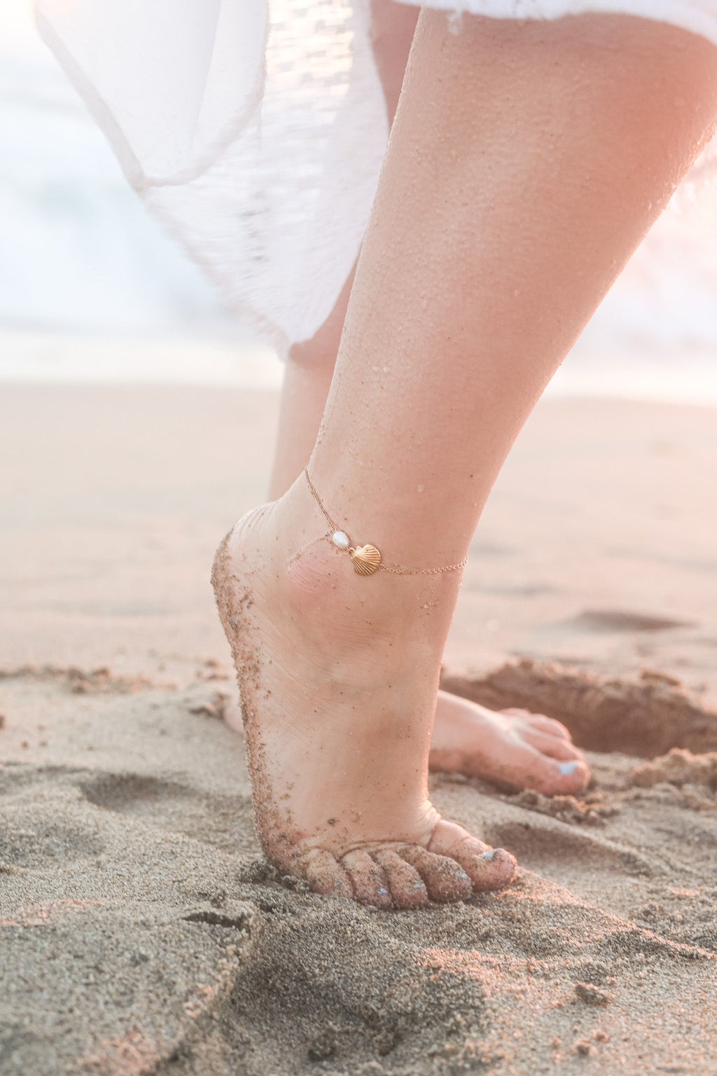 Marina Pearl & Seashell Anklet