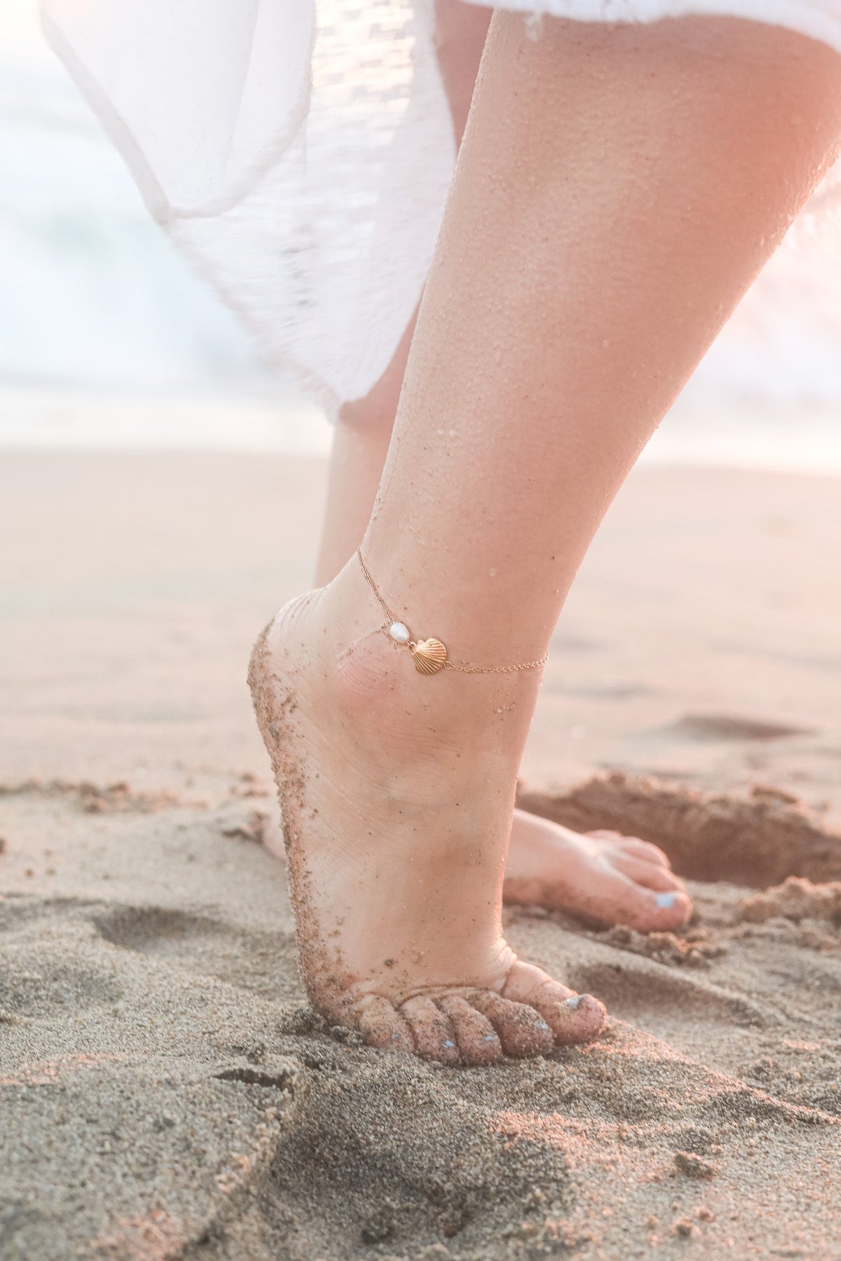Marina Pearl & Seashell Anklet