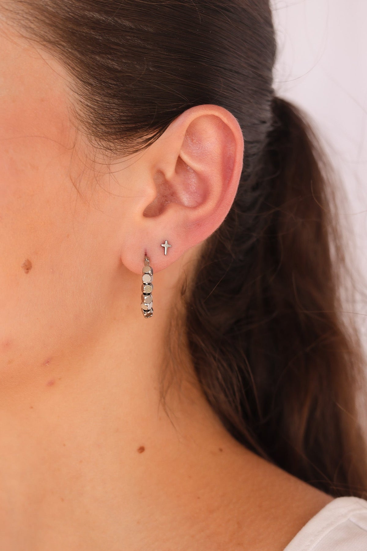 Cross Flat Back Stud Earring