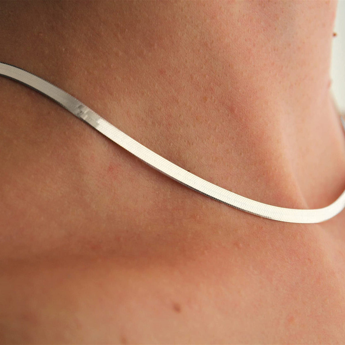 Herringbone Choker Necklace, 14K Gold Plated