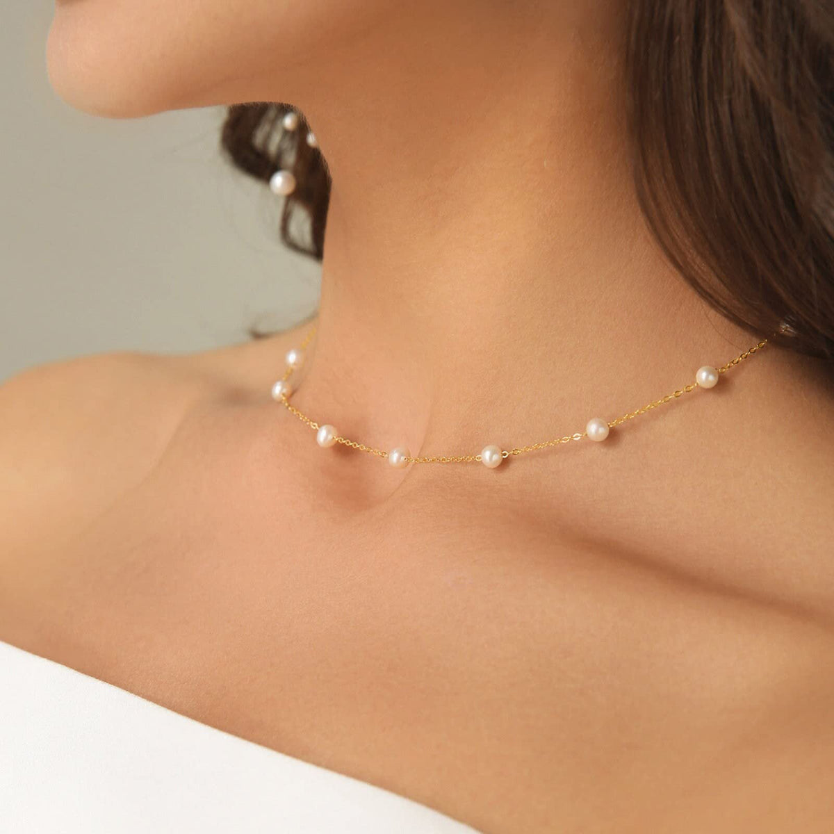 Herringbone Choker Necklace, 14K Gold Plated