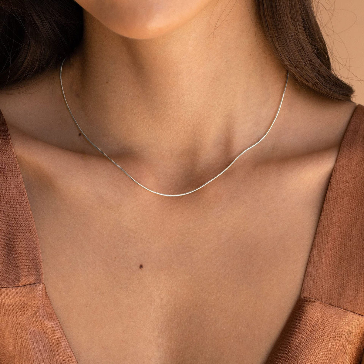 Herringbone Choker Necklace, 14K Gold Plated