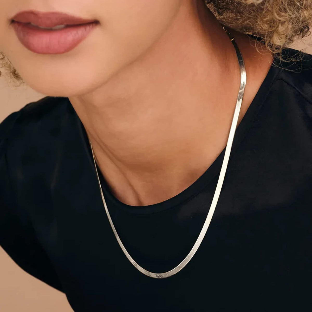 Herringbone Choker Necklace, 14K Gold Plated