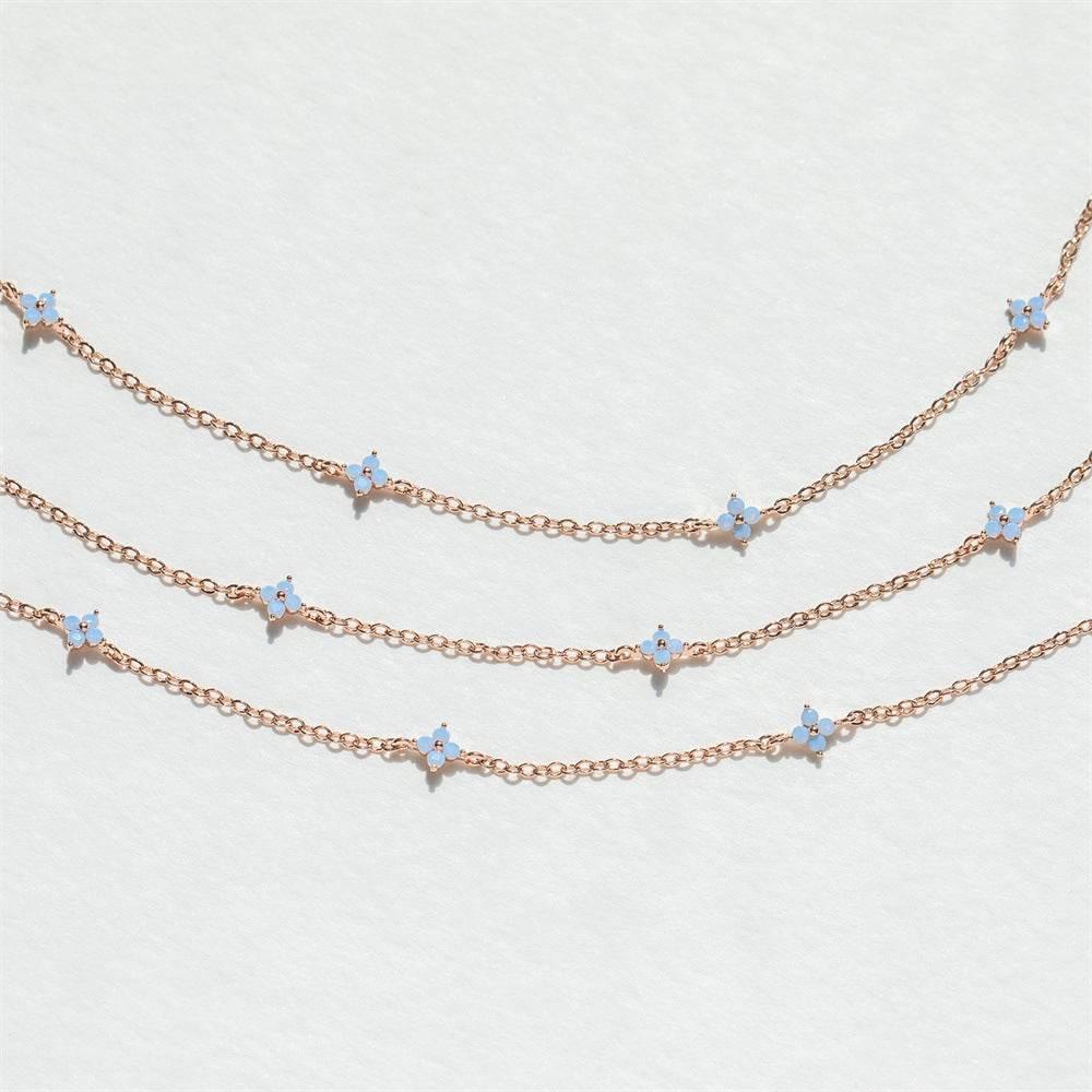 Blue Flower Pendant Necklace, 18K Gold Plated
