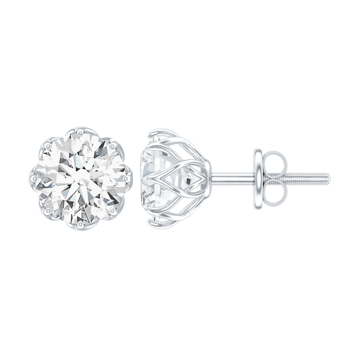 Lab-Grown Diamond Solitaire Studs, 1.9 ct