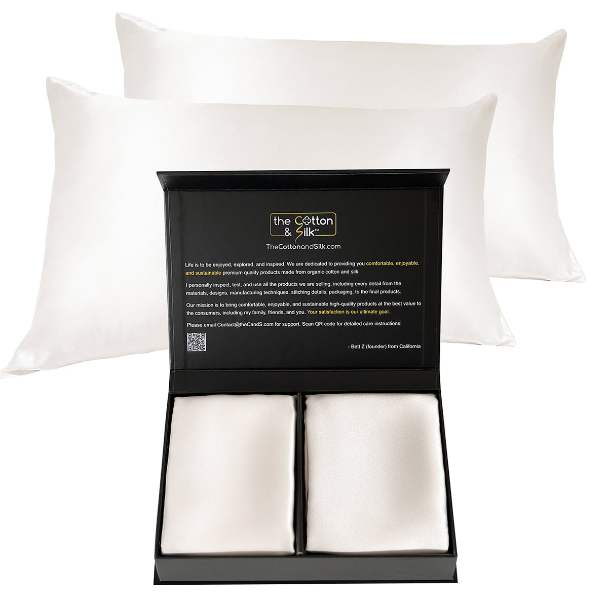 Mulberry Silk Pillowcase Set of 2, Cream