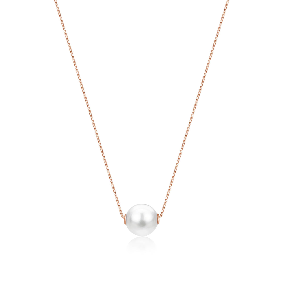 14K Solid Gold Floating Pearl Pendant