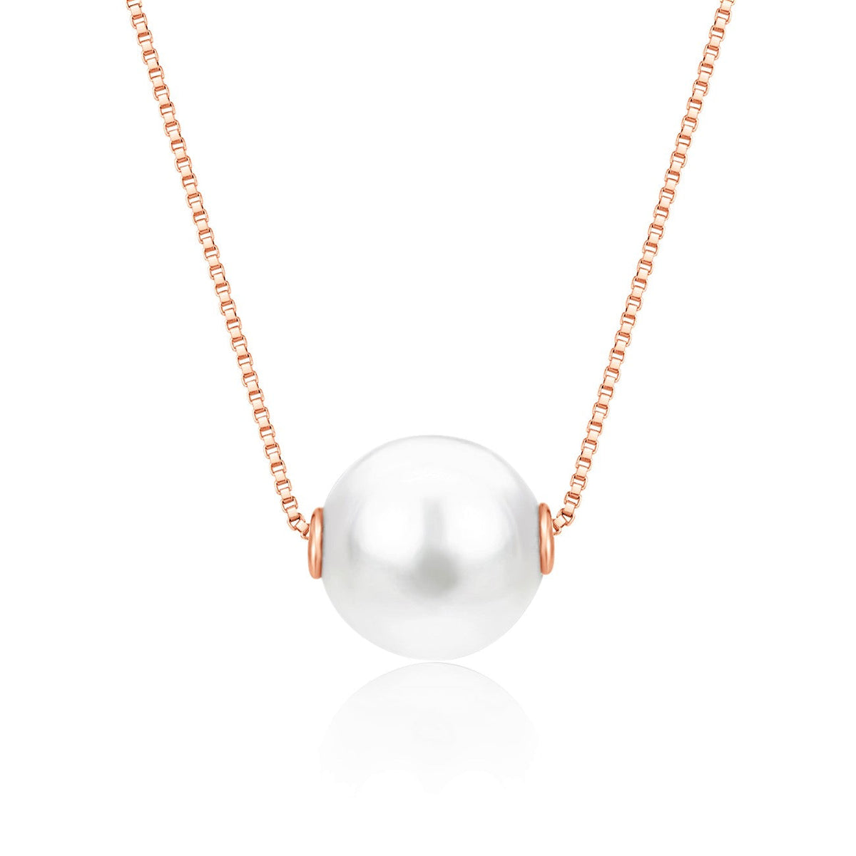 14K Solid Gold Floating Pearl Pendant