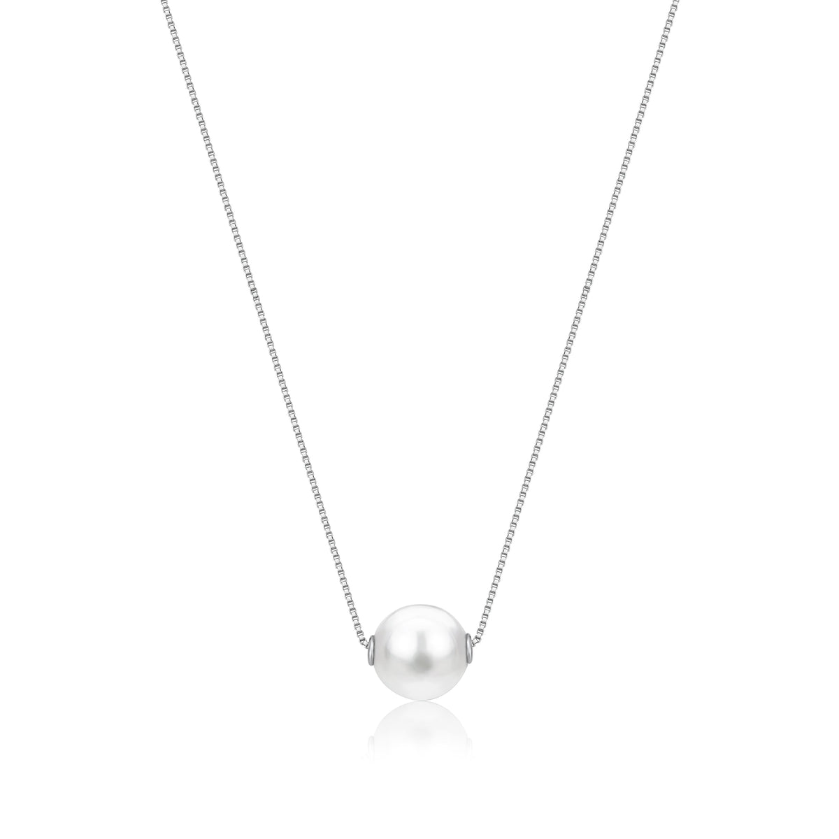 14K Solid Gold Floating Pearl Pendant