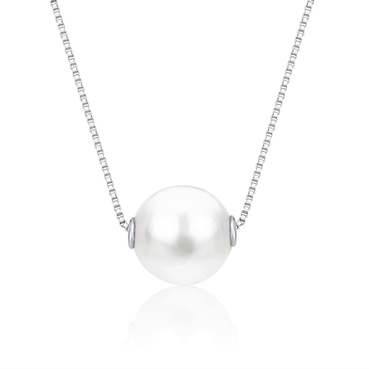 14K Solid Gold Floating Pearl Pendant