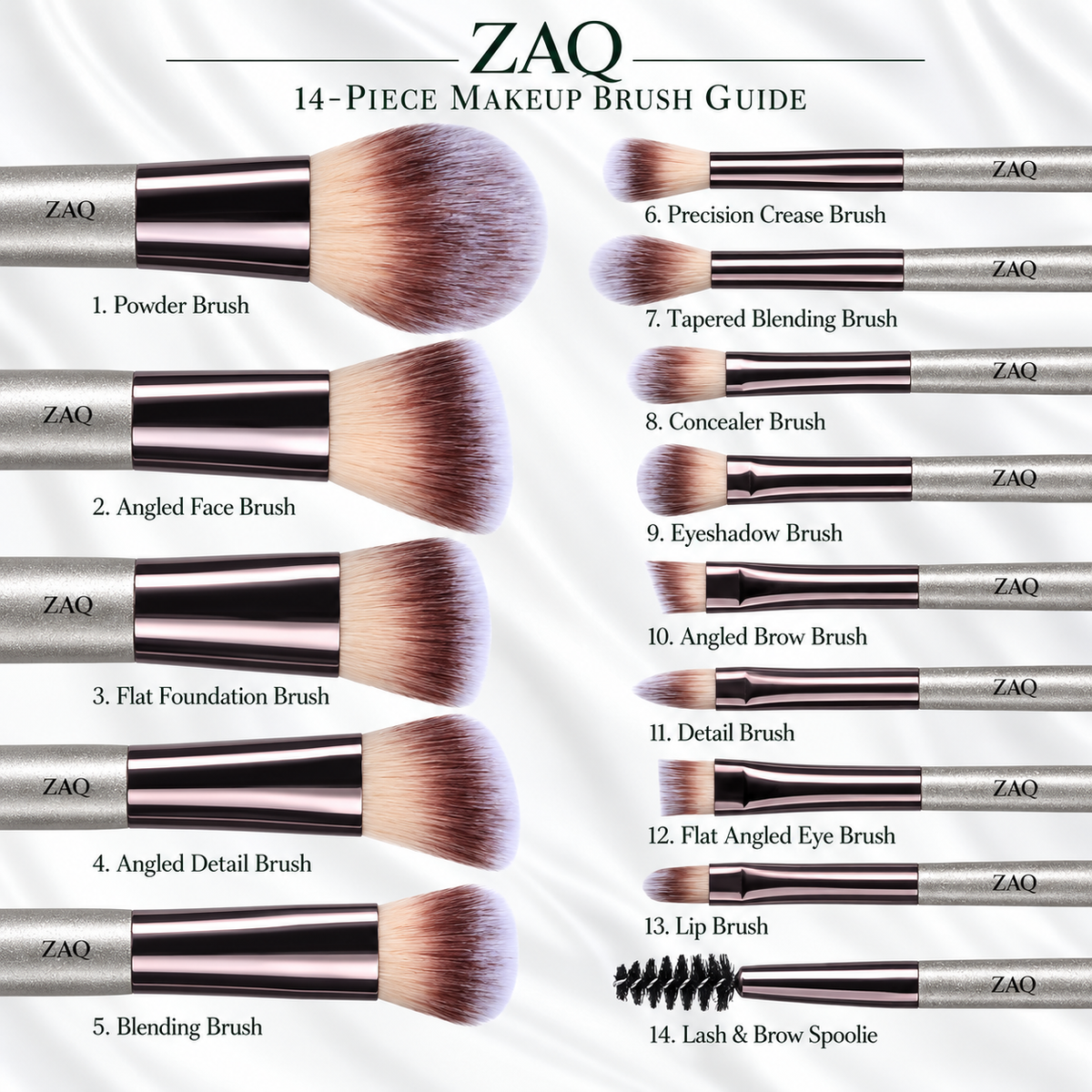 14-Piece Mini Brush Set with LED Mirror
