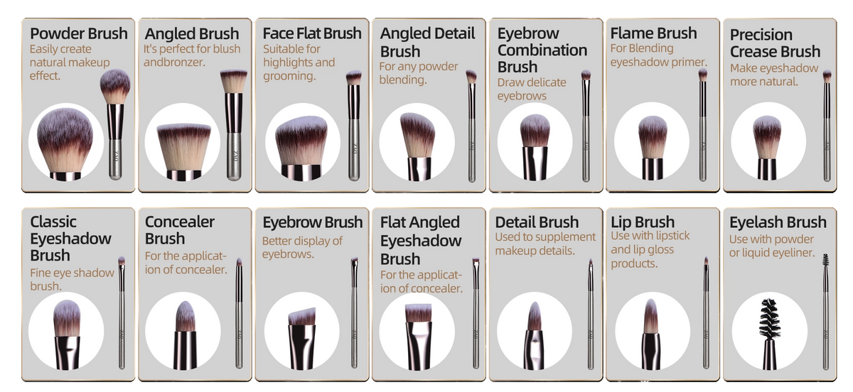 14-Piece Mini Brush Set with LED Mirror