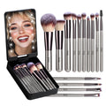 14-Piece Mini Brush Set with LED Mirror