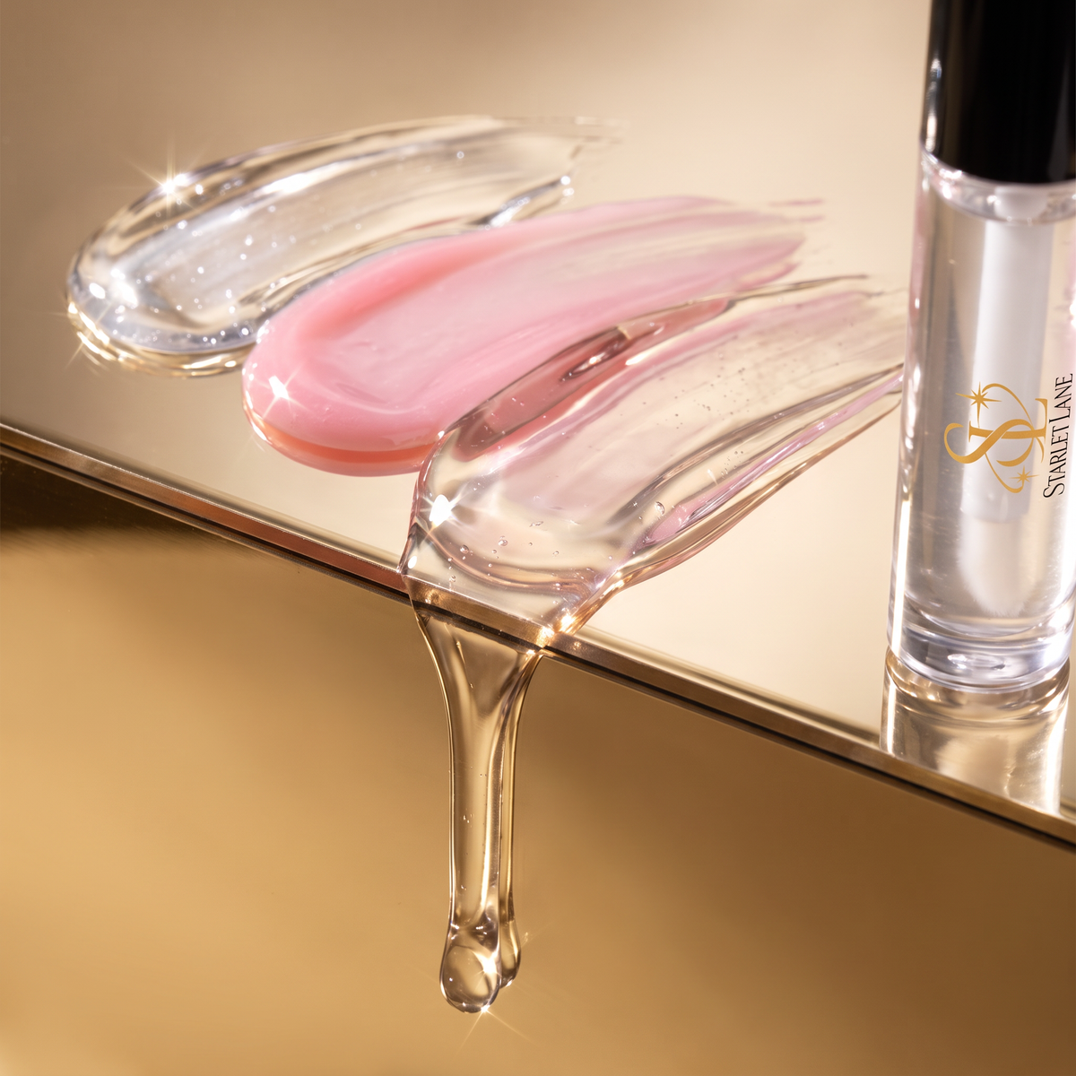 High-shine lip gloss texture swatches