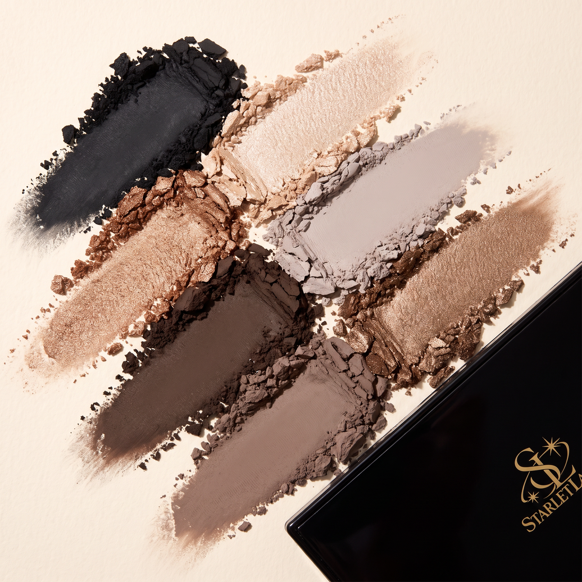 Crushed eyeshadow swatches in neutral tones