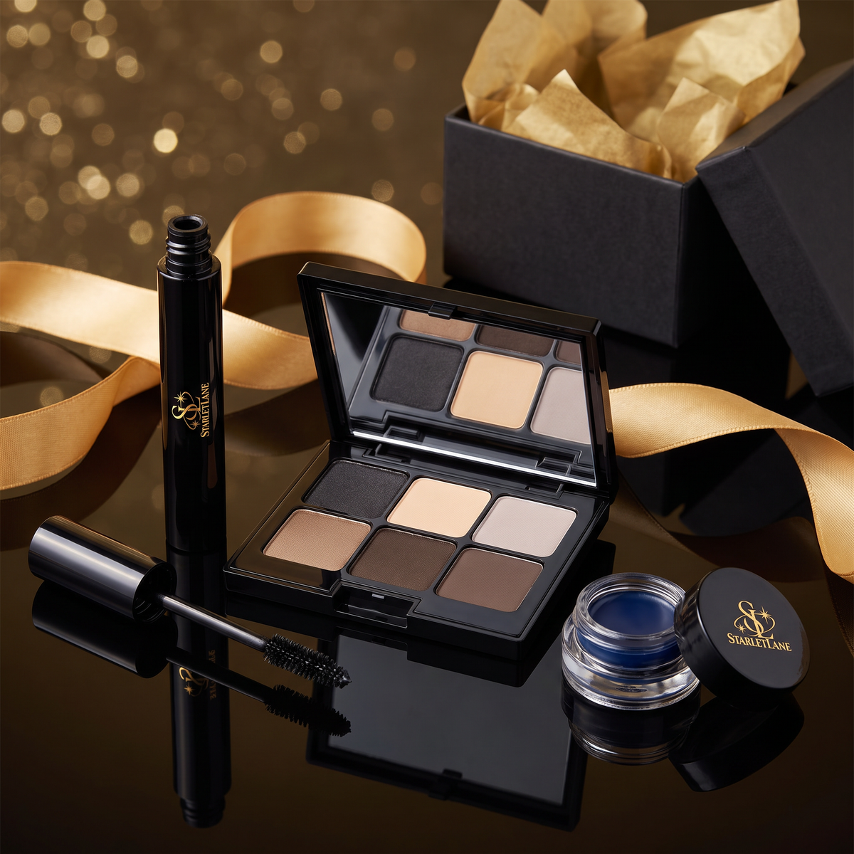 Eye Glam Kit gift set: eyeshadow palette, mascara and gel eyeliner