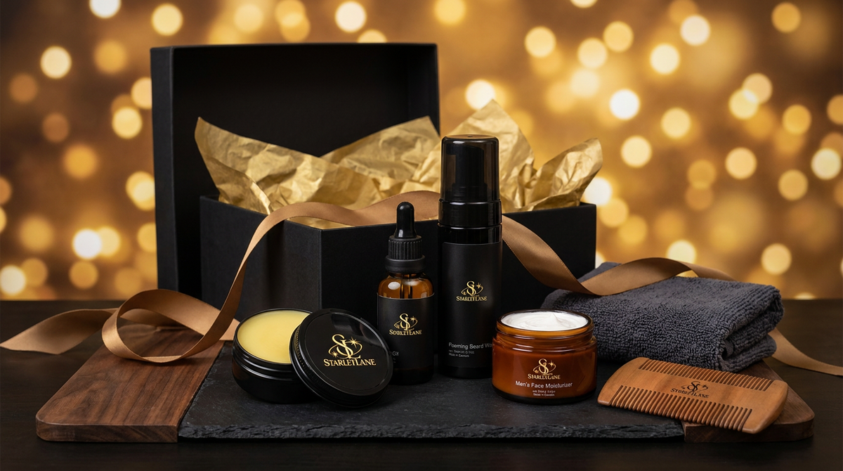 Starlet Lane Gentleman's Grooming Set with beard oil, beard wash, beard butter and face moisturizer