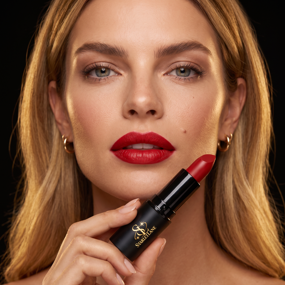 Ava wearing Starlet Lane red lipstick