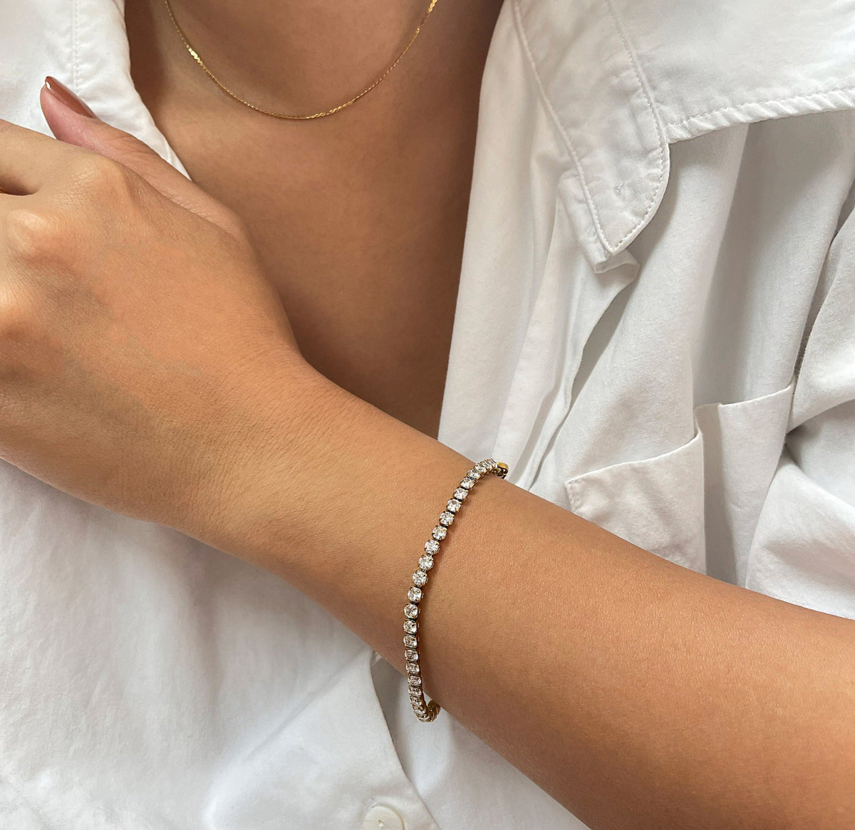 Paris Dainty Tennis Bracelet in Gold