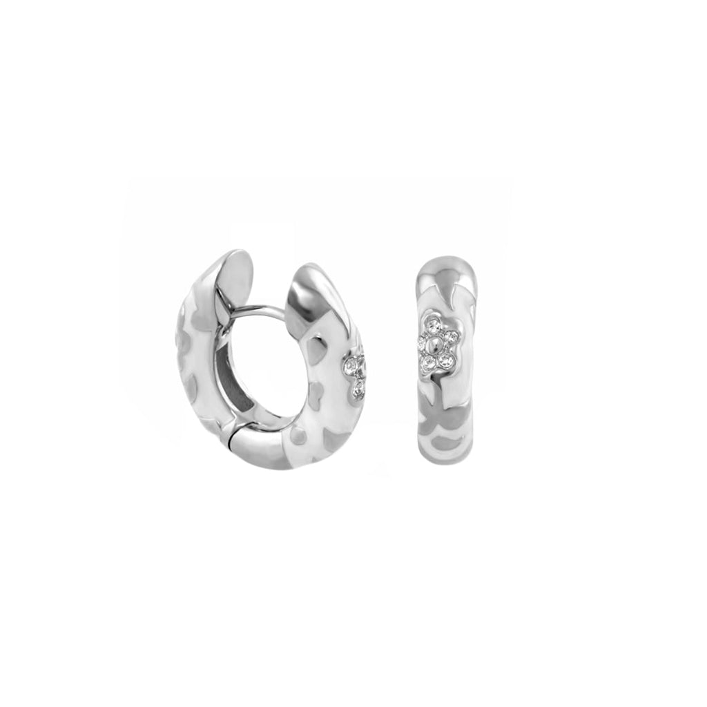 Pavé Flower Huggie Earrings
