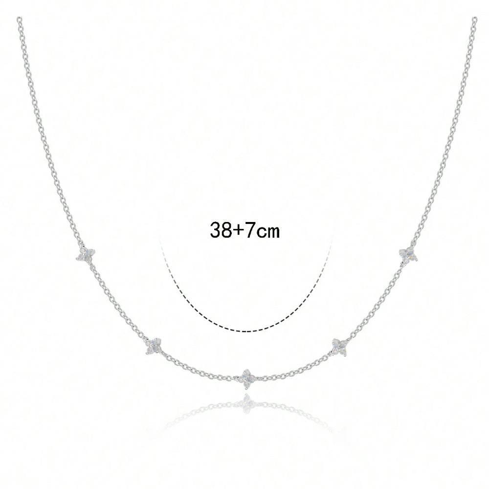 Blue Flower Pendant Necklace, 18K Gold Plated