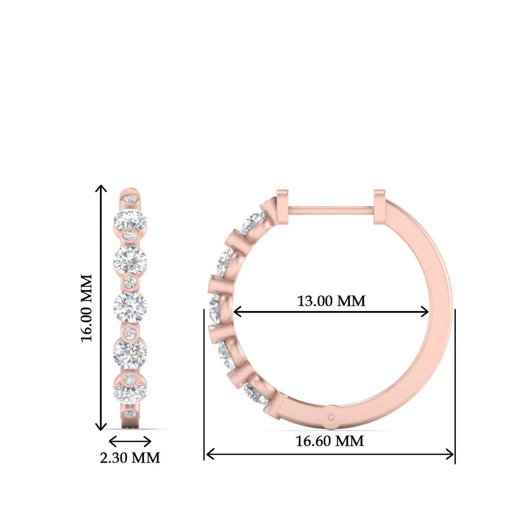 Floating Bezel Diamond Huggie Earring