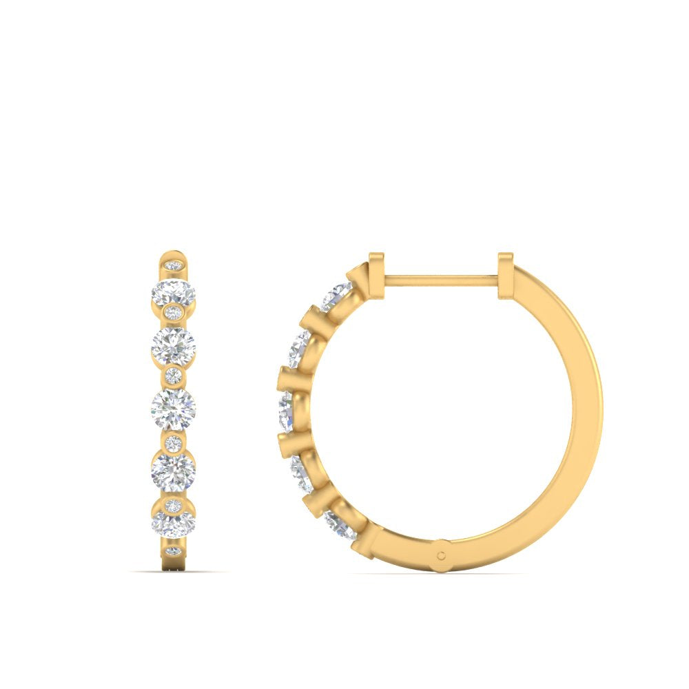 Floating Bezel Diamond Huggie Earring