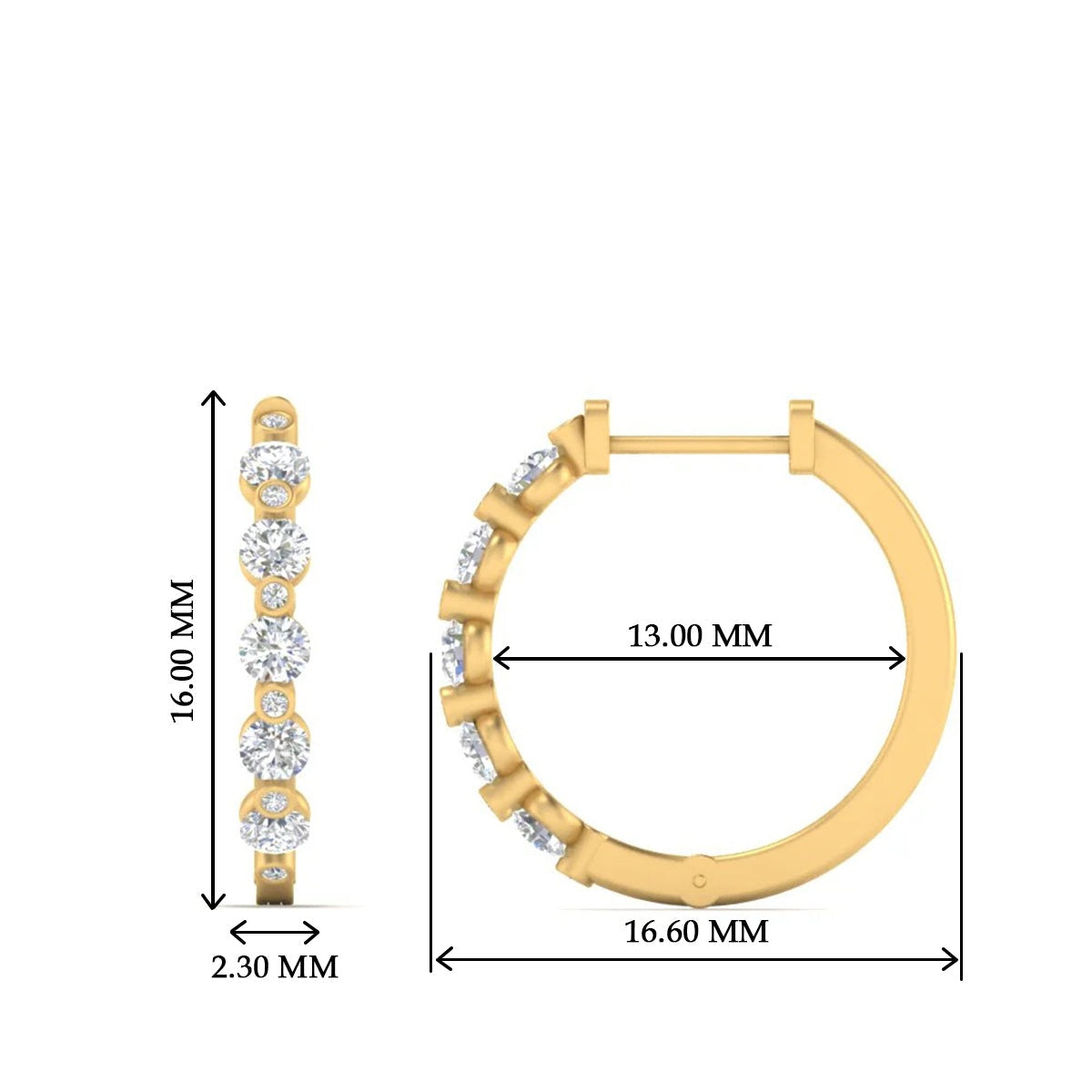 Floating Bezel Diamond Huggie Earring