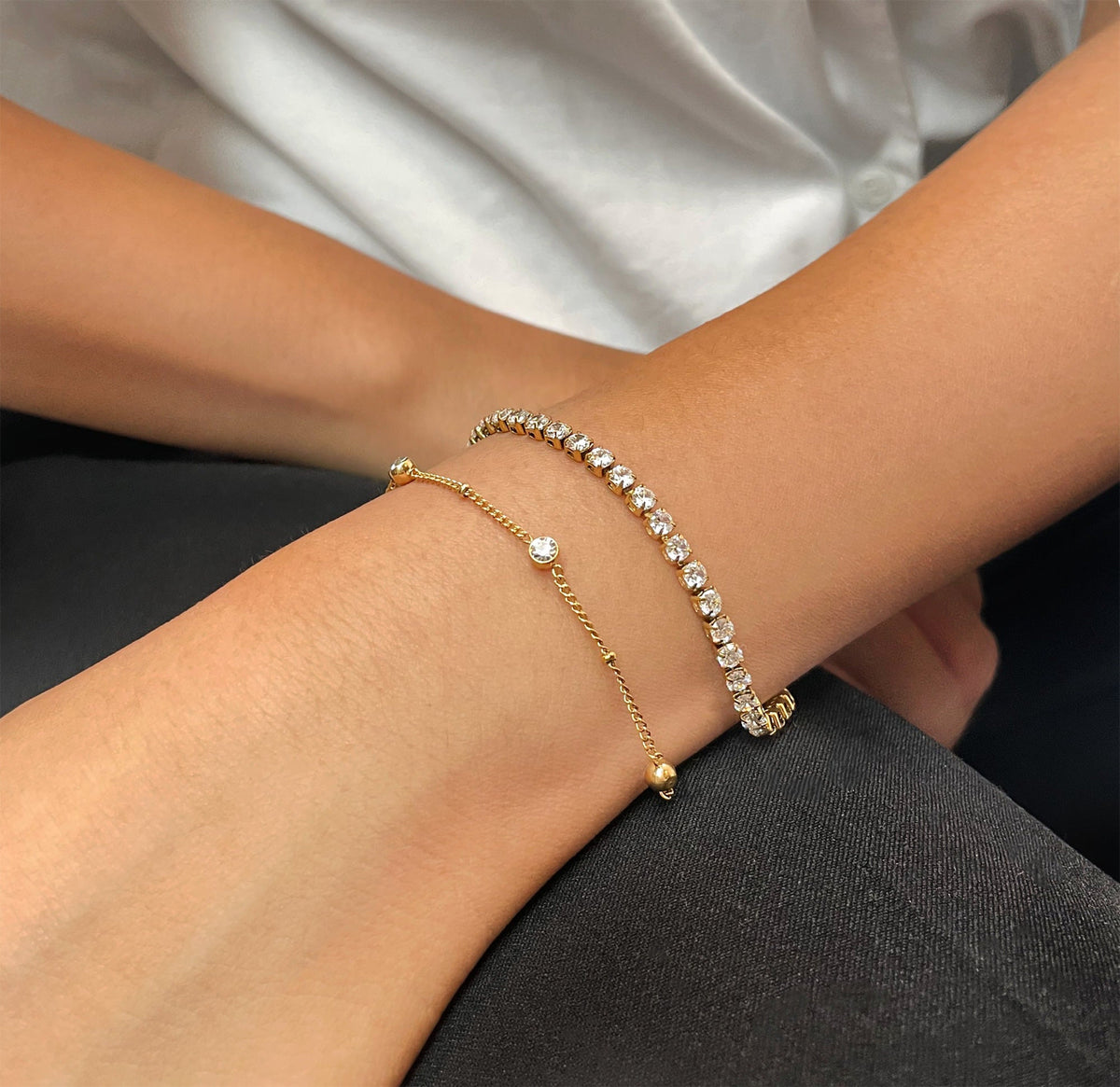 Paris Dainty Tennis Bracelet in Gold